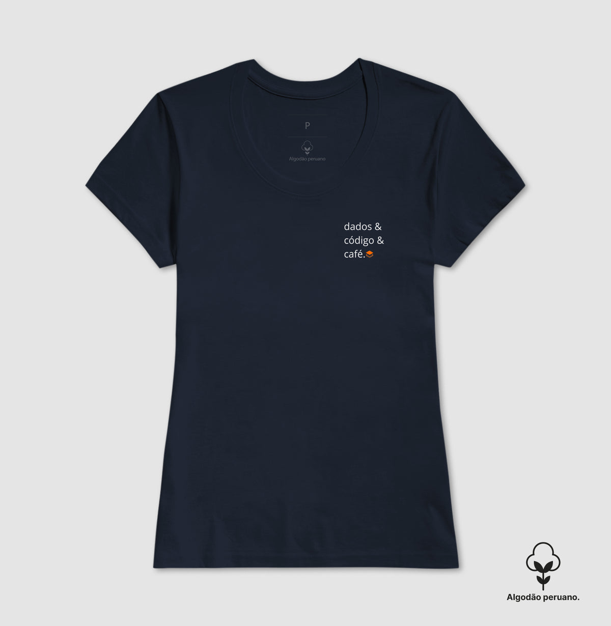 Camiseta Algodão Peruano Dados&Código&Café - Feminina
