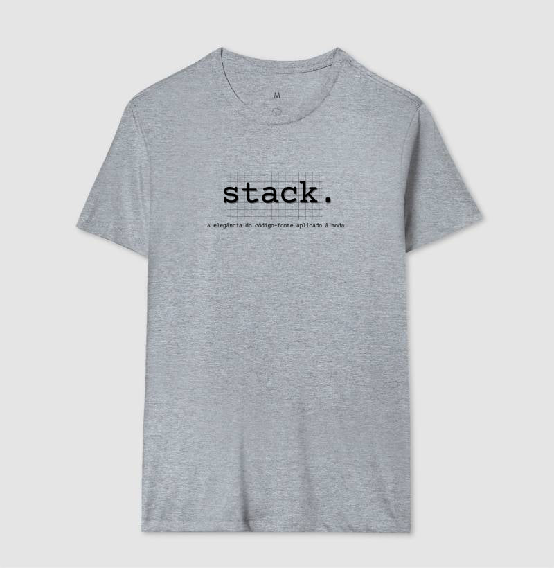 Camiseta Masculina Stack A elegância do código-fonte aplicado à moda.