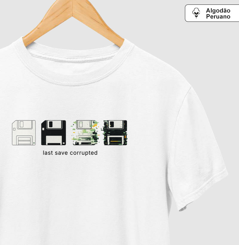 Camiseta Algodão Peruano Vintage Disquetes