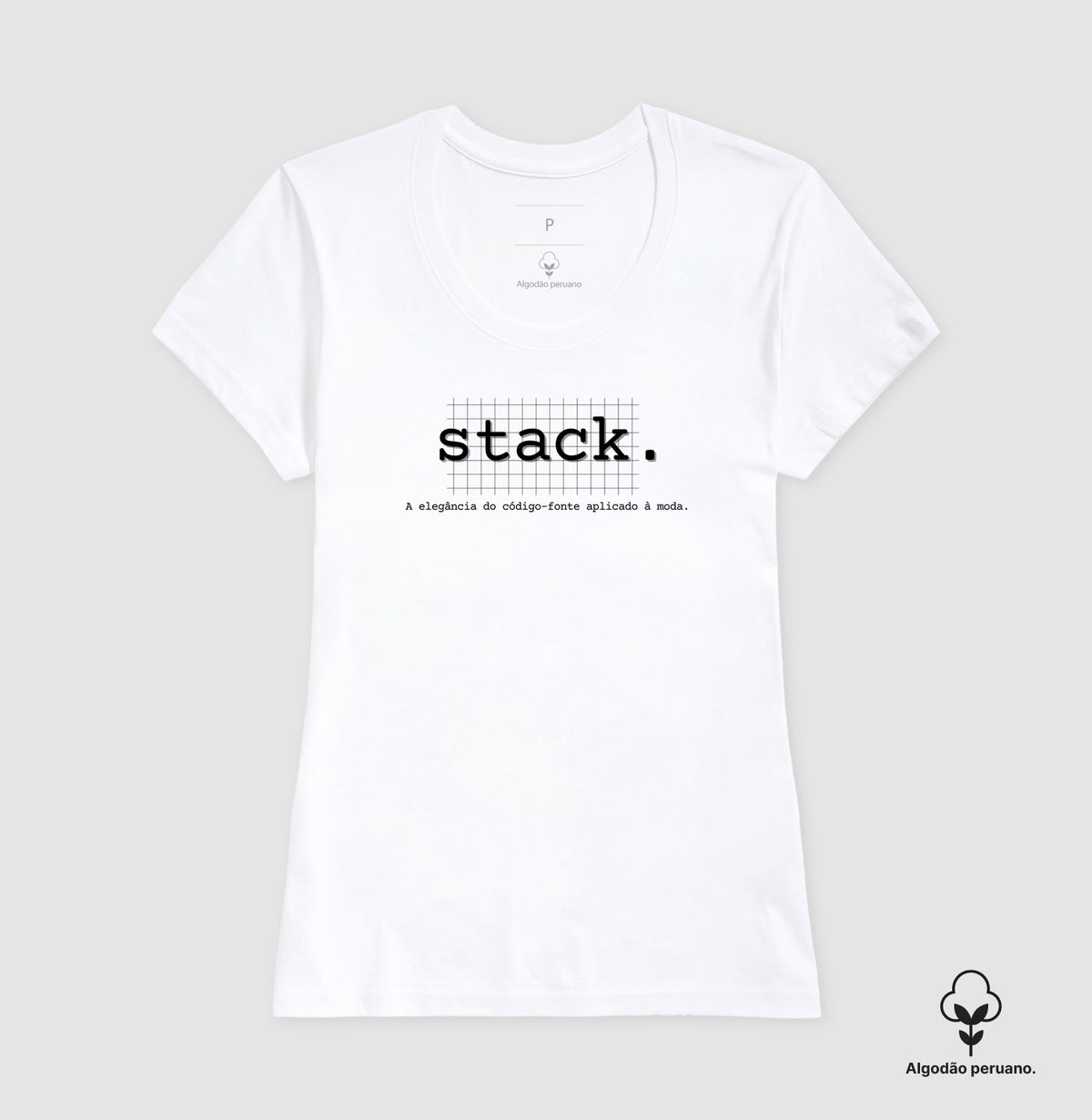 Camiseta Feminina Stack A elegância do código-fonte aplicado à moda.