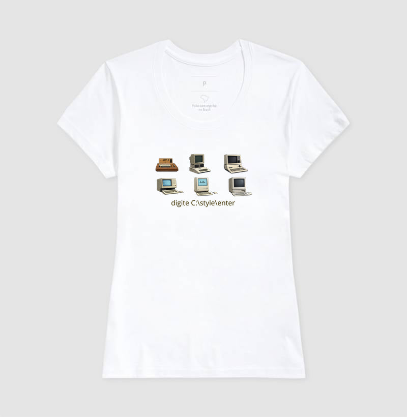 Camiseta Feminina Vintage Estampa Computadores