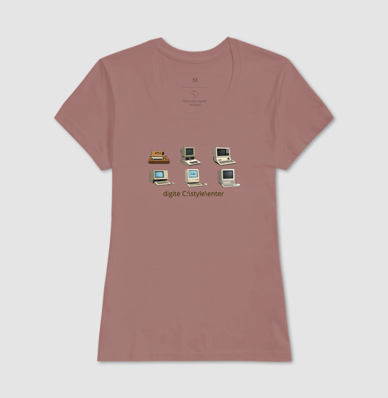 Camiseta Feminina Vintage Estampa Computadores