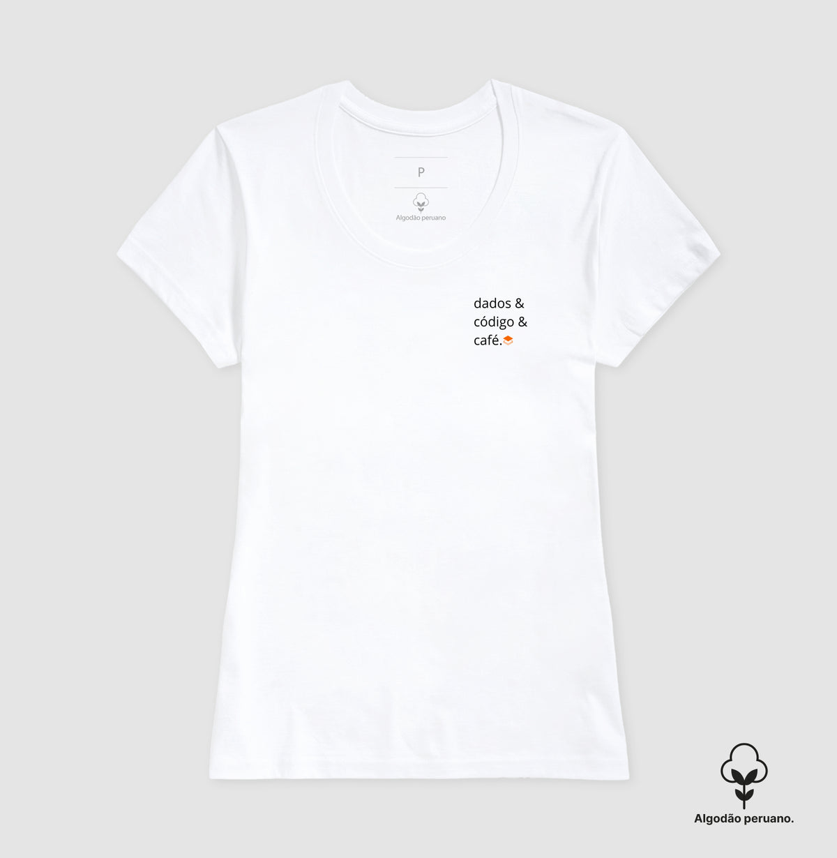 Camiseta Algodão Peruano Dados&Código&Café - Feminina