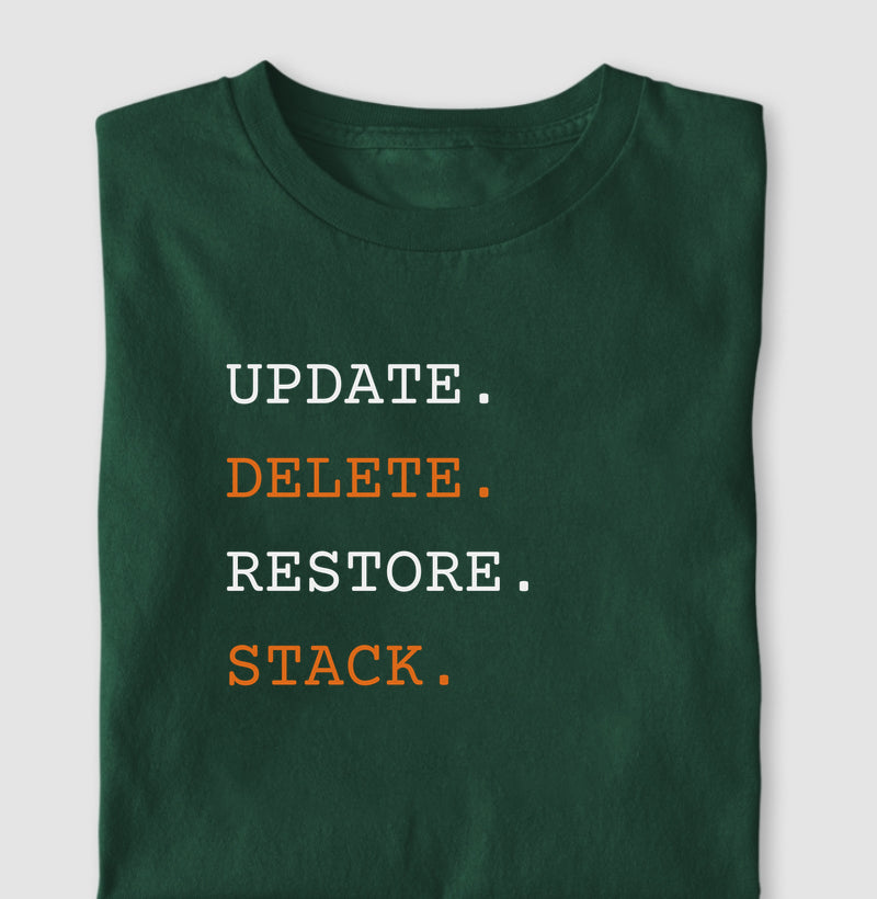 Camiseta UPDATE,DELETE,RESTORE,STACK