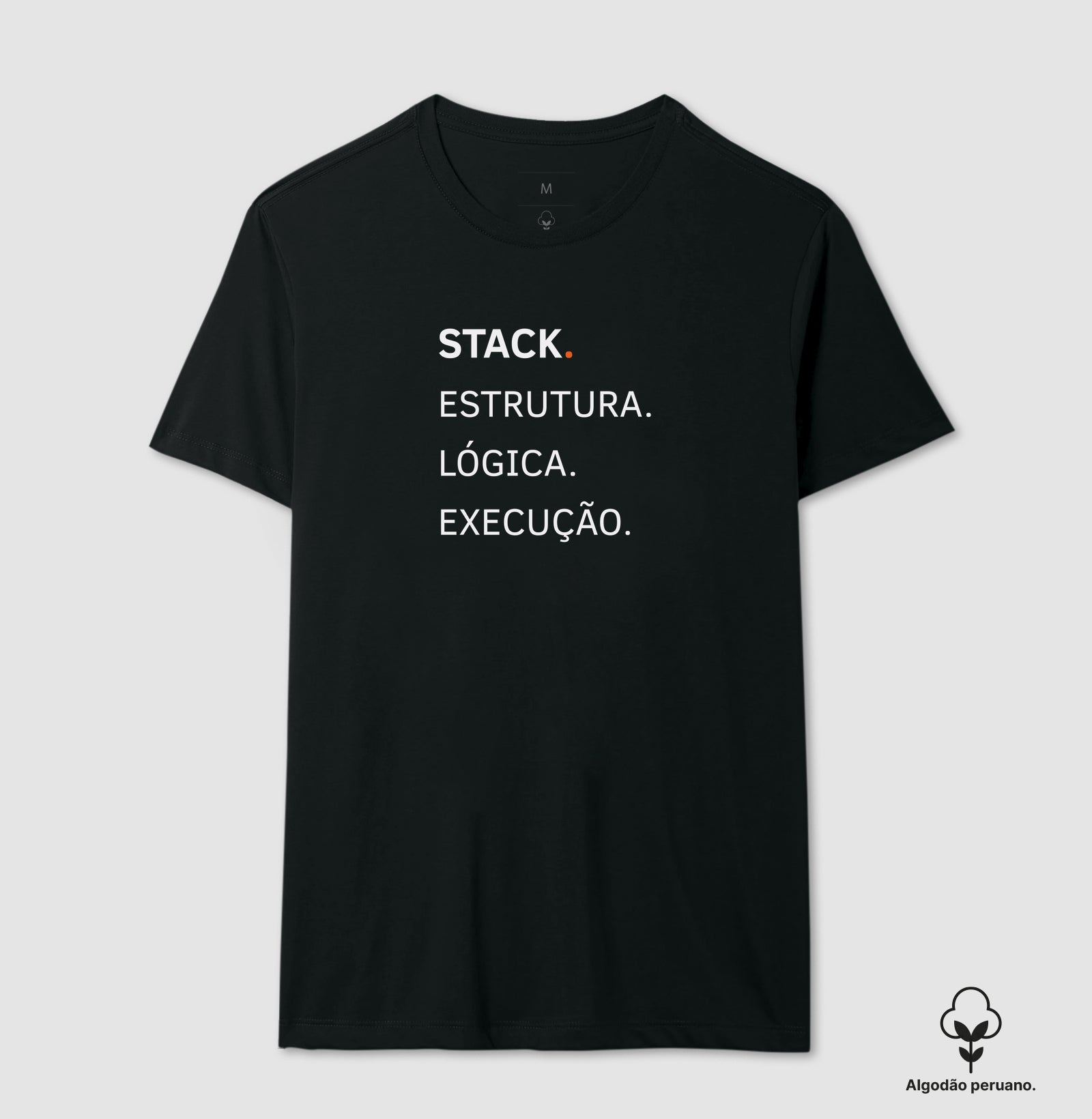Camiseta Algodão Peruano Stack. Estrutura. Lógica. Execução
