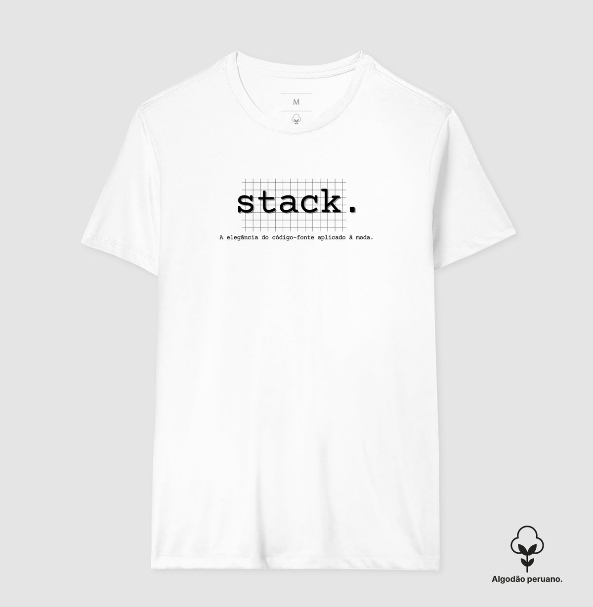 Camiseta Masculina Stack A elegância do código-fonte aplicado à moda.