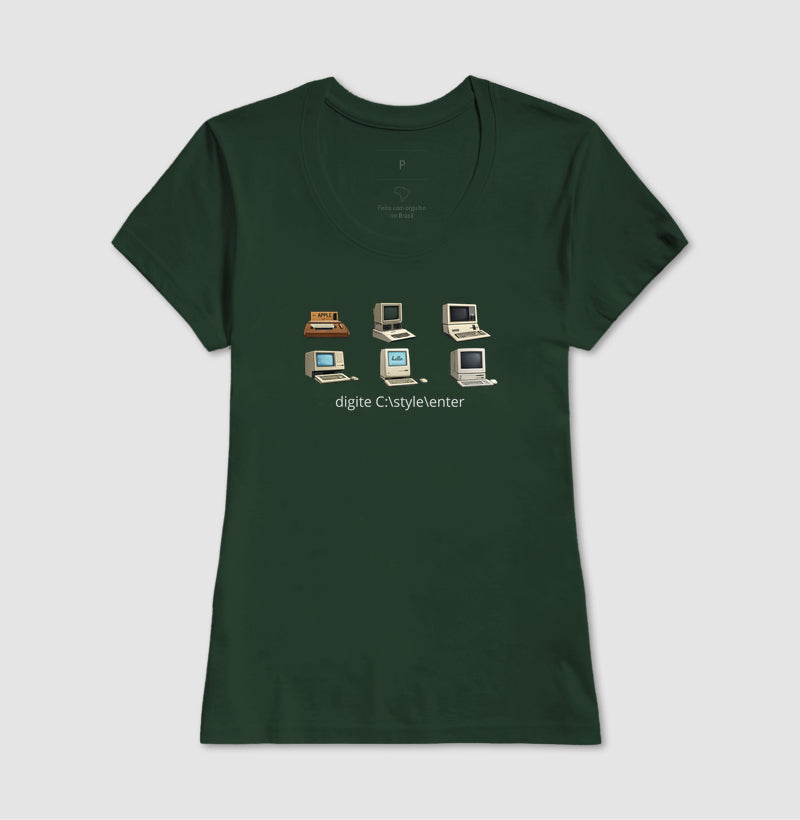 Camiseta Feminina Vintage Estampa Computadores