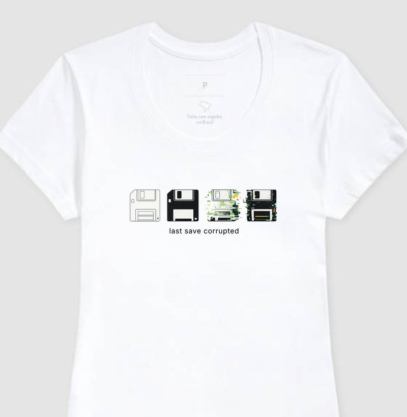 Camiseta Feminina Vintage Disquetes