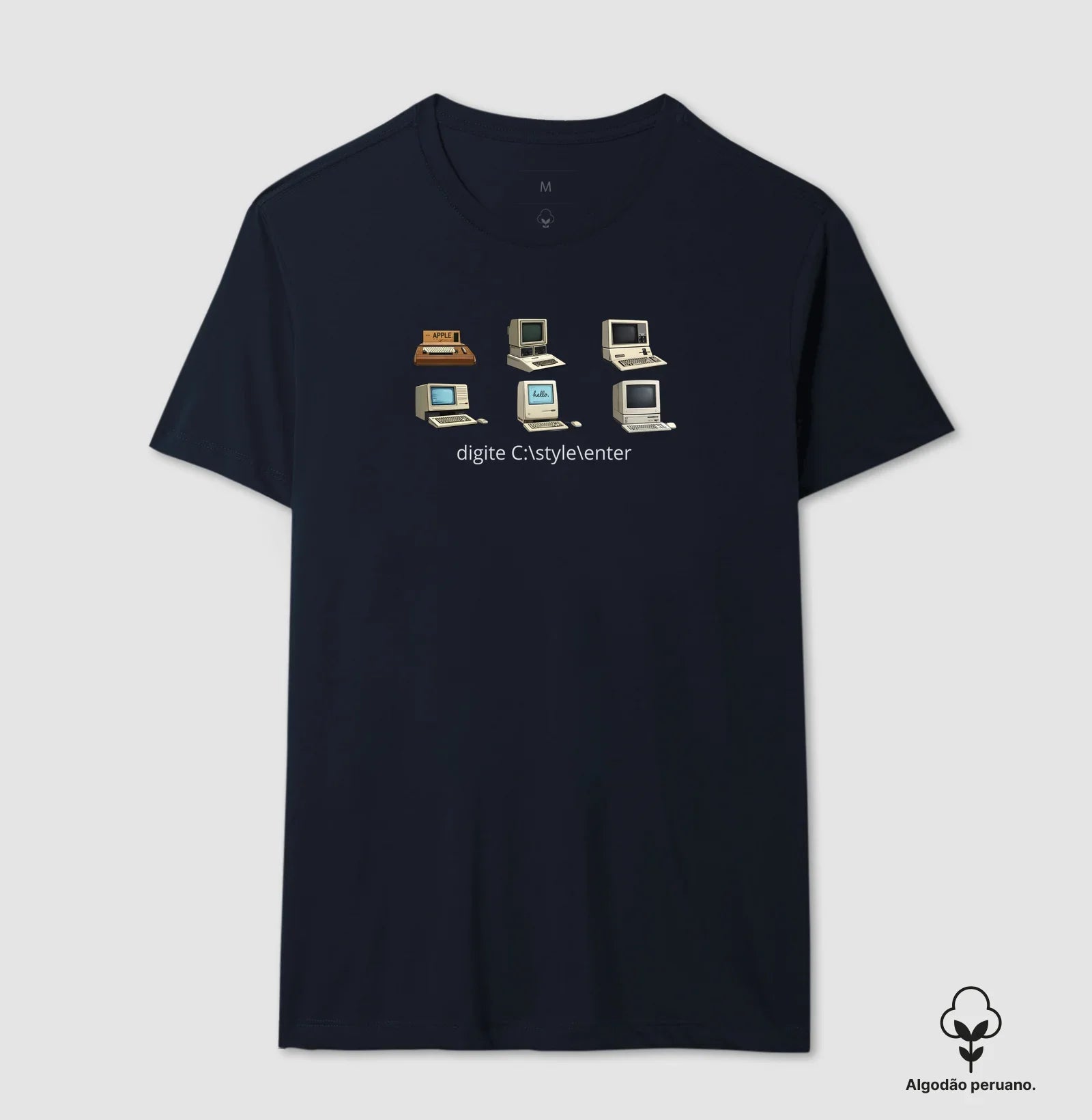 Camiseta Algodão Peruano Vintage Estampa Computadores