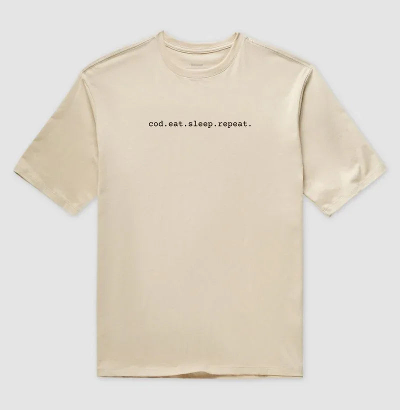 Camiseta Oversized cod.eat.sleep.repeat.