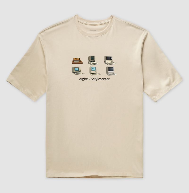 Camiseta Oversized Vintage Estampa Computadores