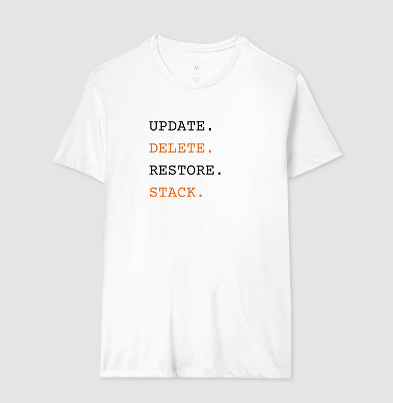 Camiseta UPDATE,DELETE,RESTORE,STACK