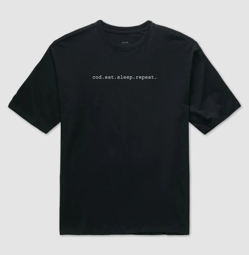 Camiseta Oversized cod.eat.sleep.repeat.