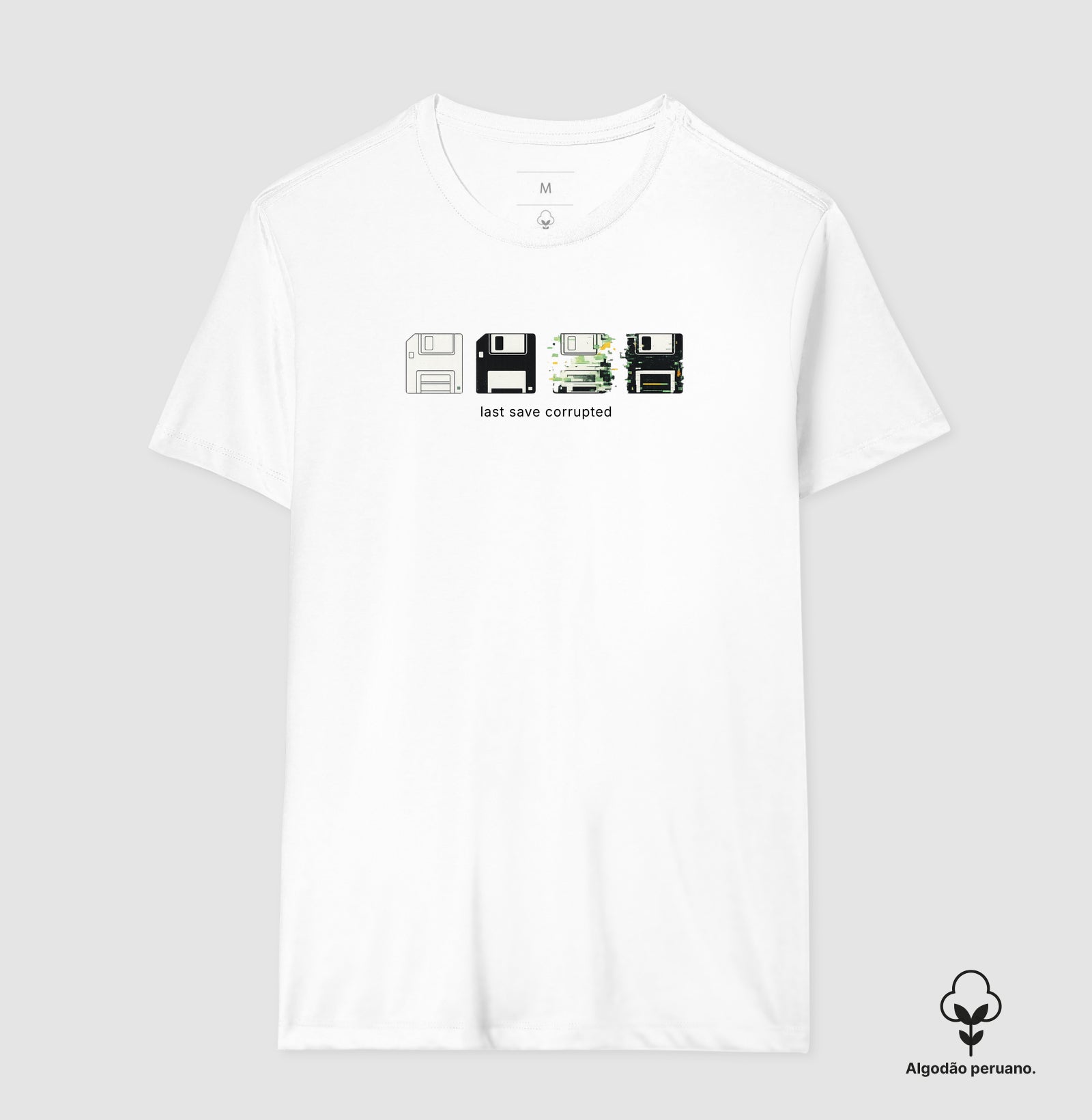 Camiseta Algodão Peruano Vintage Disquetes