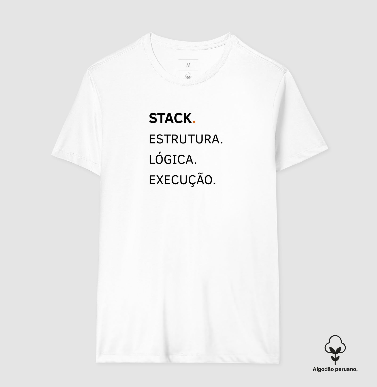 Camiseta Algodão Peruano Stack. Estrutura. Lógica. Execução