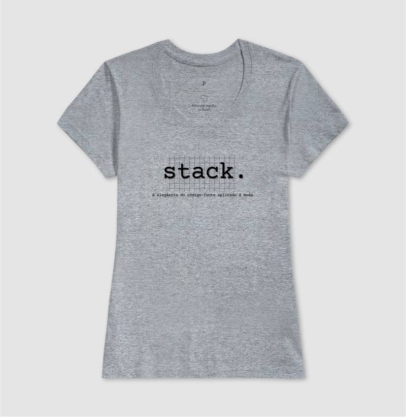 Camiseta Feminina Stack A elegância do código-fonte aplicado à moda.