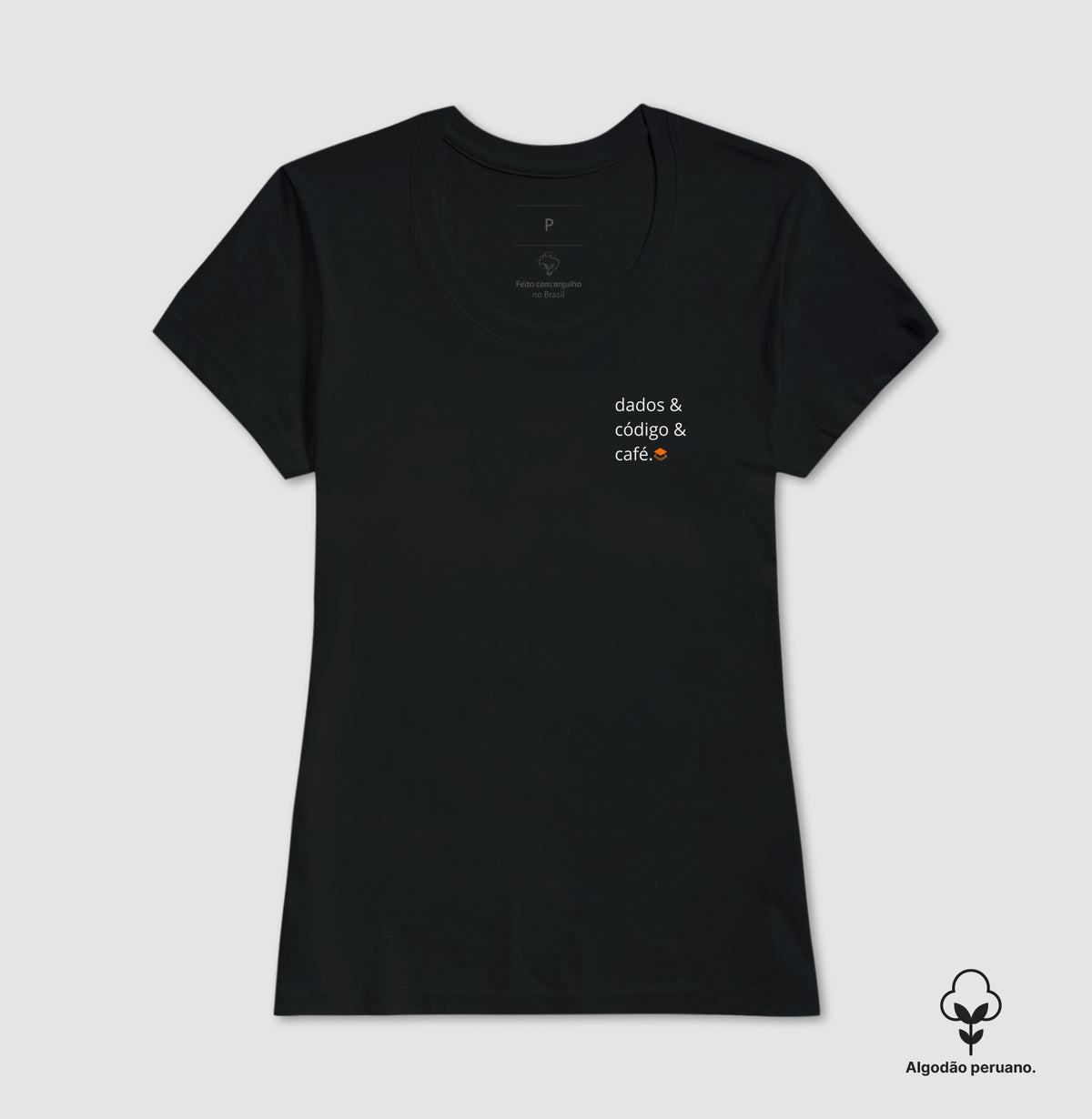 Camiseta Algodão Peruano Dados&Código&Café - Feminina