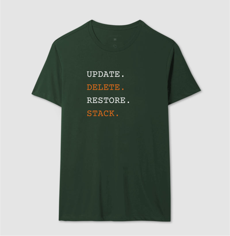 Camiseta UPDATE,DELETE,RESTORE,STACK
