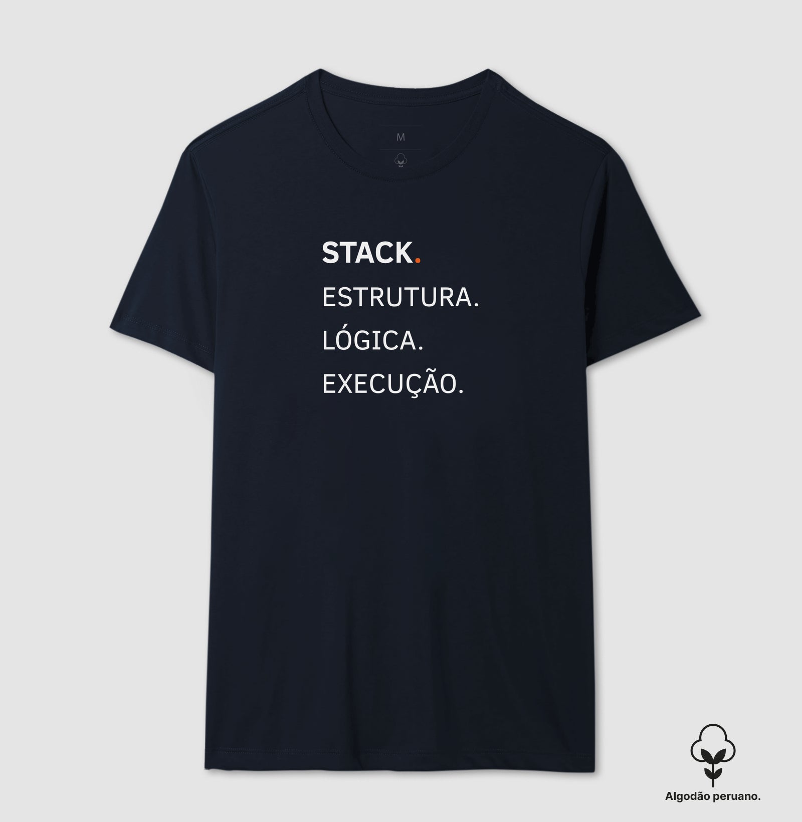 Camiseta Algodão Peruano Stack. Estrutura. Lógica. Execução