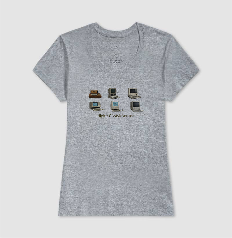 Camiseta Feminina Vintage Estampa Computadores