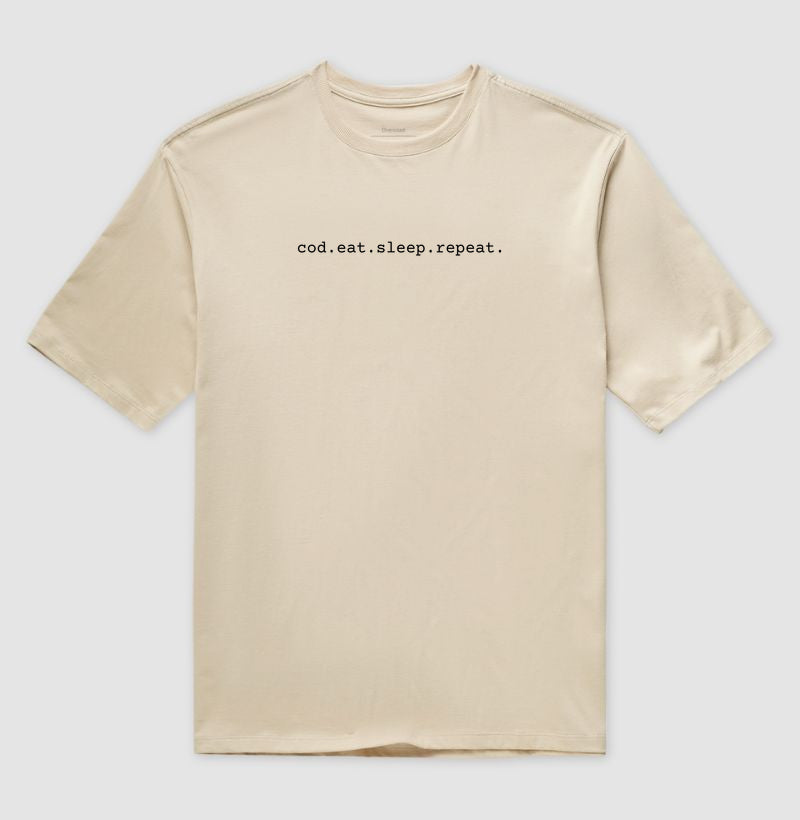 Camiseta Oversized cod.eat.sleep.repeat.