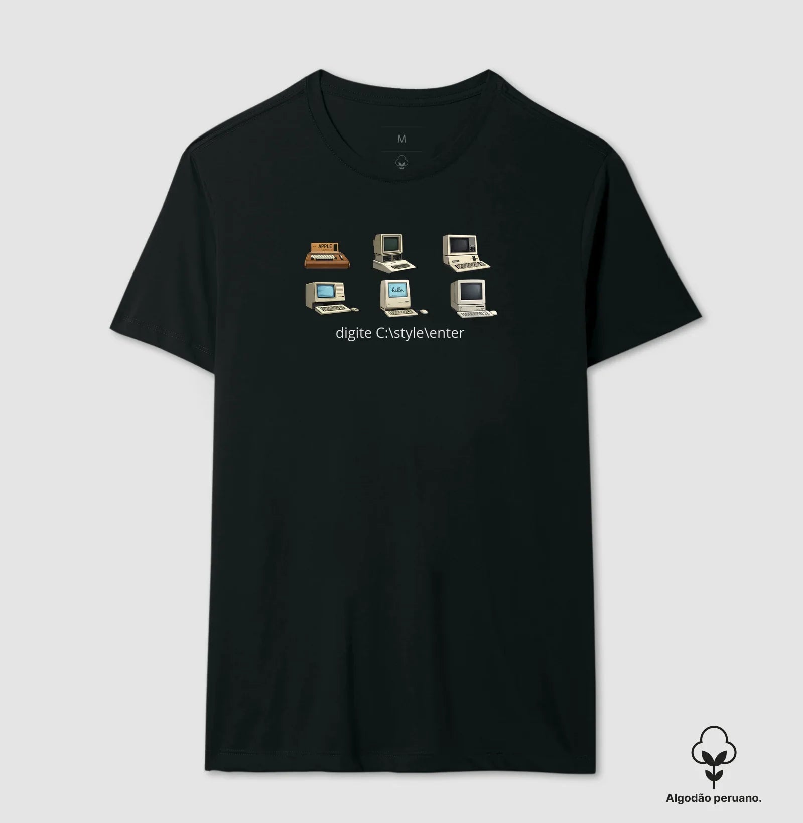 Camiseta Algodão Peruano Vintage Estampa Computadores