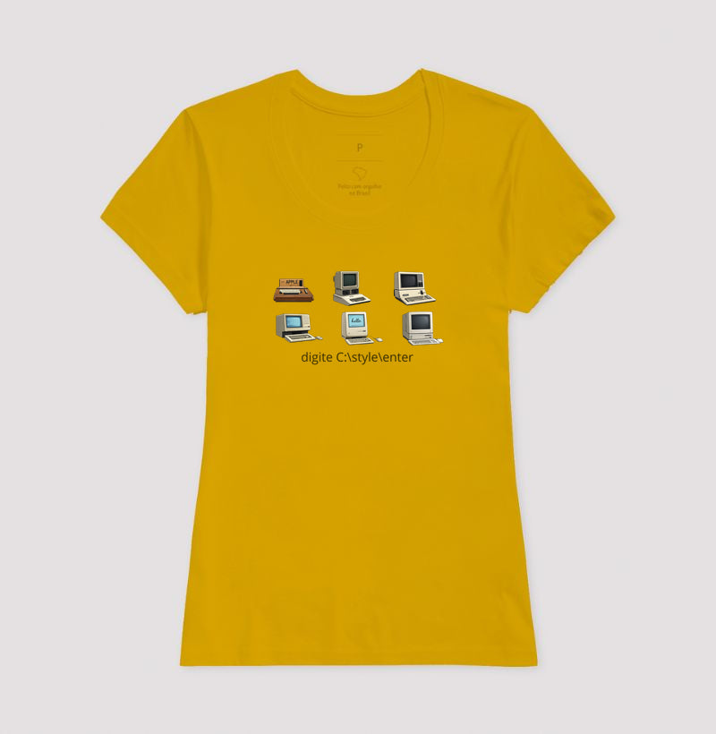 Camiseta Feminina Vintage Estampa Computadores