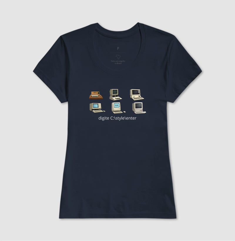Camiseta Feminina Vintage Estampa Computadores