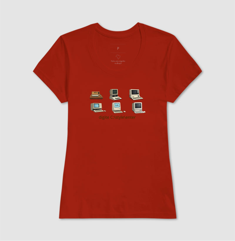 Camiseta Feminina Vintage Estampa Computadores