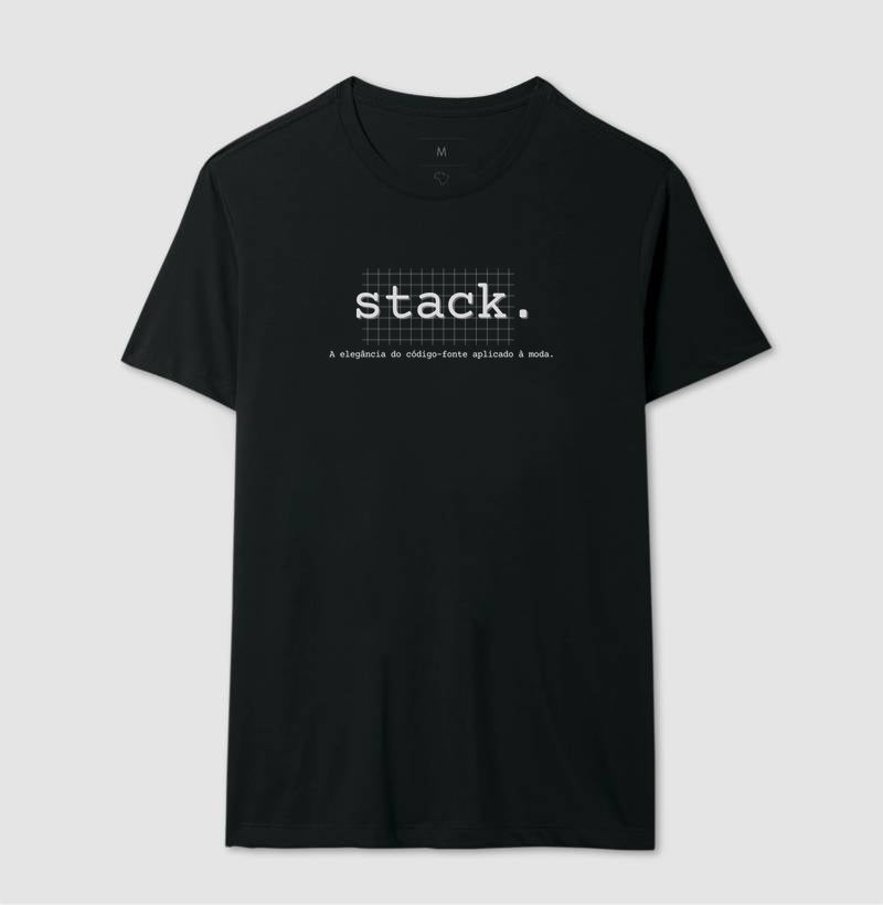 Camiseta Stack A elegância do código-fonte aplicado à moda.